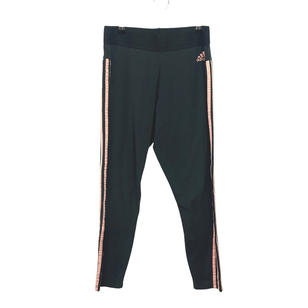 Adidas Black Peach Side Stripe Leggings L Athleisure‎ Retro Streetwear